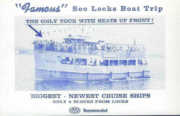Soo Locks Boat Tours - Old Postcard (newer photo)